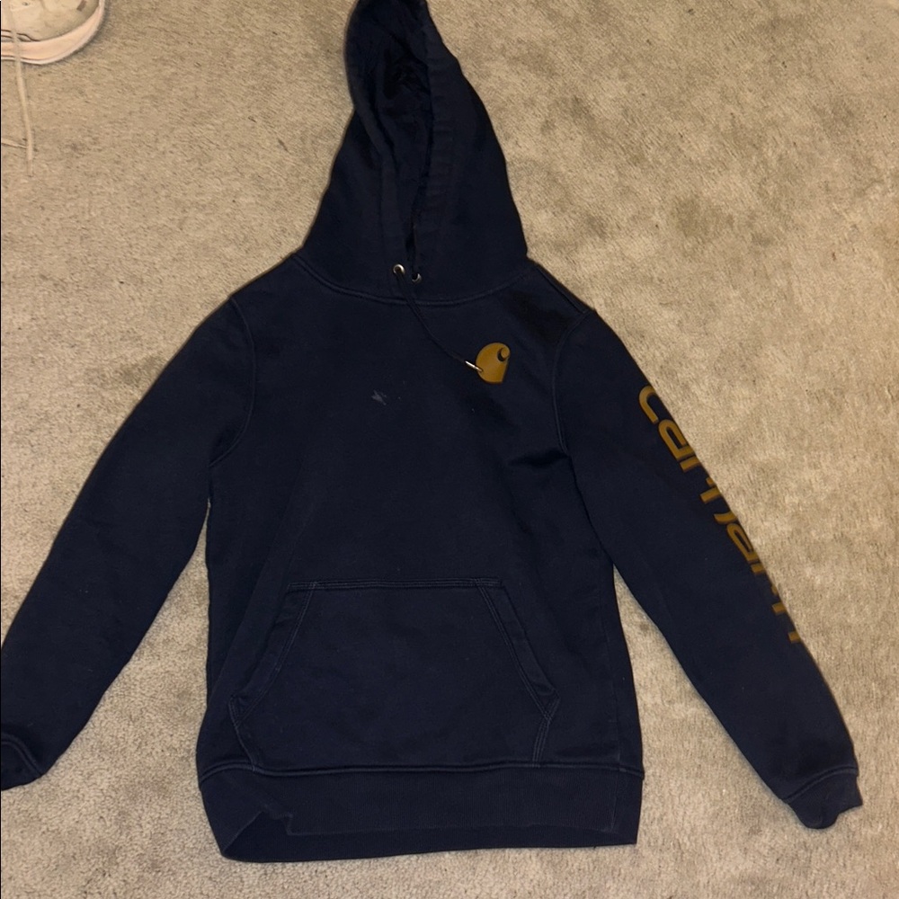 Carhartt Navy Hoodie with Brown Accents